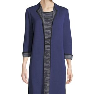 Misook 3/4 Sleeve Space Dye Navy Sweater Jacket